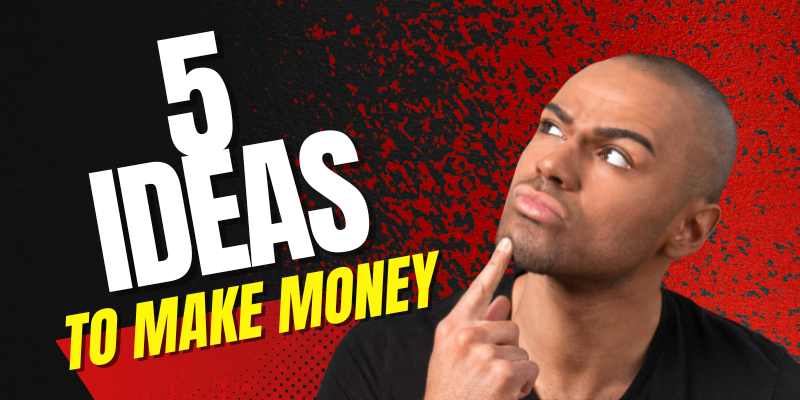 5 ideas to make money Tutorial Thumbnail Extra Passive Income Marketing Black Yellow Red Dark Youtube Thumbnail