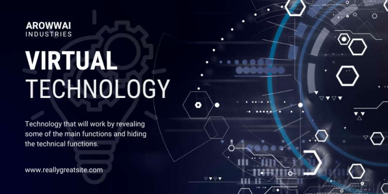 White & Navy Futuristic Technology Facebook Cover