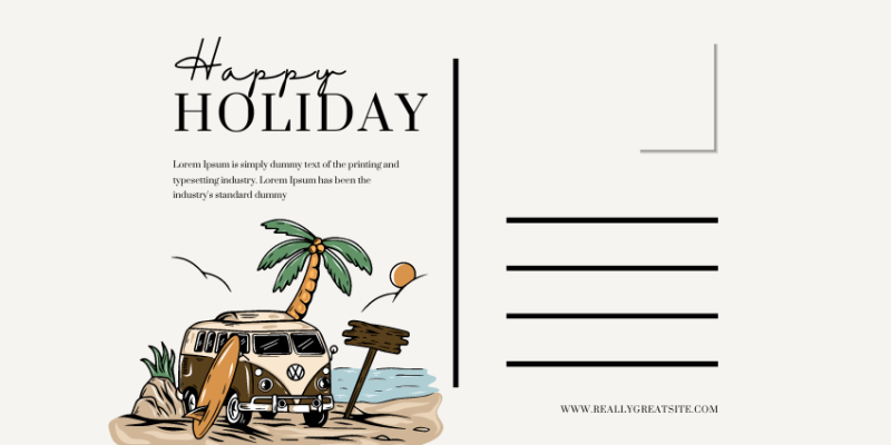 black white modern holiday postcard